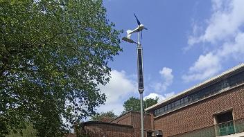 A wind and solar-powered street light at the Civic Centre in Uxbridge