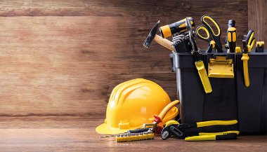 Image of a hard hat and toolbox