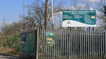 Site entrance and sign for Harefield Civic Amenity site