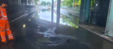 Flash flooding under railway bridge