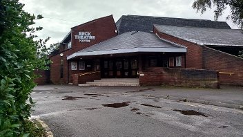 GV of the Beck Theatre in wet weather