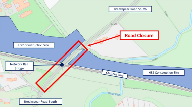 Breakspear Road south – road closure near Chiltern Railway Bridge