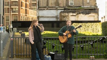 Singers performing at the first Old Vinyl Factory in Hayes